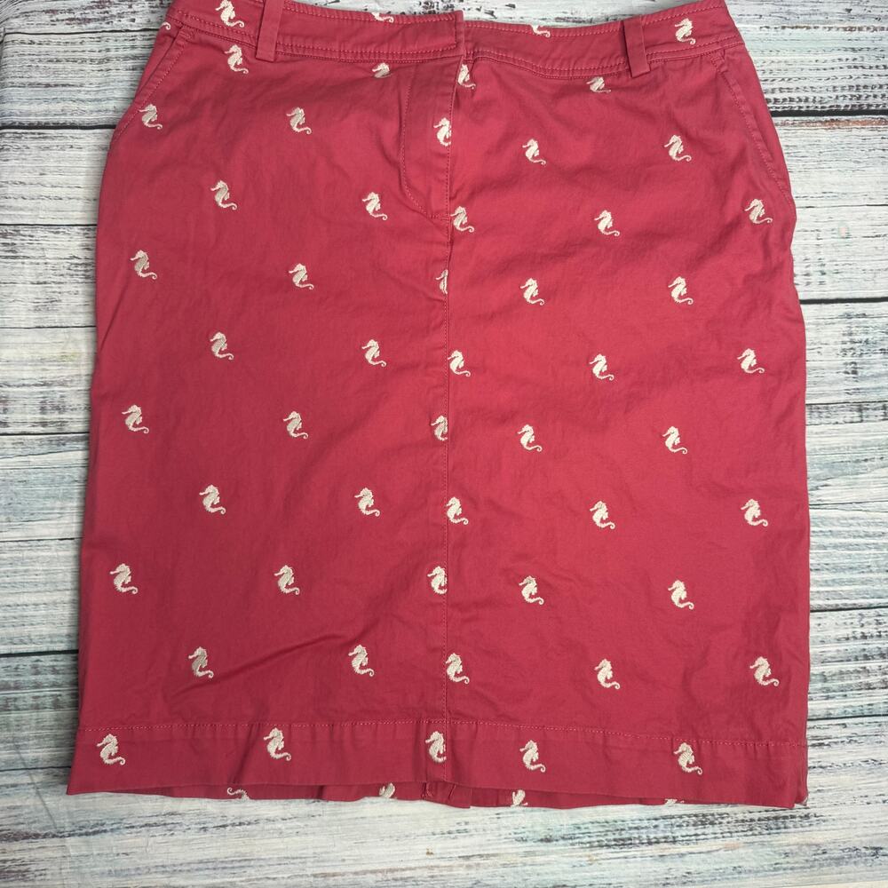 Talbots Coral Pencil Skirt Sea Horse Embroidery 6